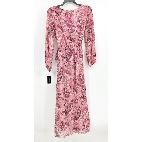 INC International Concepts Maxi Dress Size 10 Pink Chiffon Snake Print NWT - Picture 6 of 12